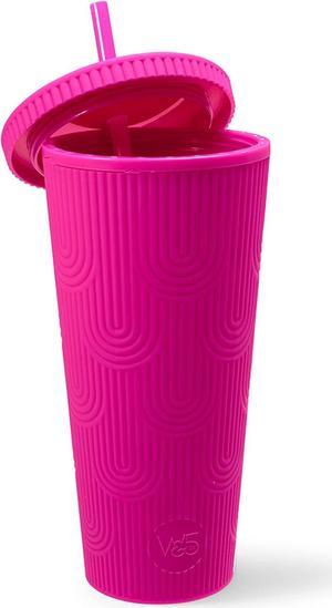 SANTECO Insulated Tumbler with Lid and Straw,17oz Iced Coffee Cup Reus