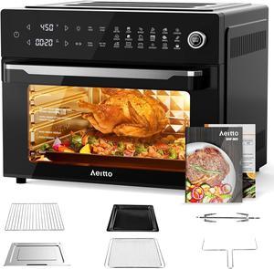 Aeitto® 32-Quart PRO Large Air Fryer Oven| Toaster Oven Combo | with Rotisserie, Dehydrator and Full Accessories | 19-In-1 Digital Airfryer | Fit 13" Pizza, 9pcs Toast, 1800w, Black