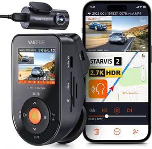 S1 Pro 2.7K Front and Rear 5G WiFi Dual Dash Cam, STARVIS 2 HDR Night Vision, 1440P 60FPS Hidden Dash Camera for Cars, Built-in GPS, Voice Control, 24 Hours Parking Mode, Support 512GB Max