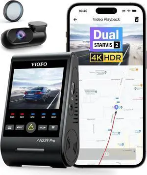 A229 Pro 4K HDR Dash Cam, Dual STARVIS 2 IMX678 IMX675, 4K+2K Front and Rear Car Camera, 2 Channel with HDR, Voice Control, 5GHz WiFi GPS, Night Vision 2.0, 24H Parking Mode, Support 512GB Max