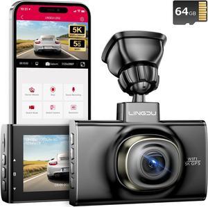 LD02 5K 5G WiFi Dash Cam with Free 64GB SD Card, 3" IPS Screen 150° WDR IR Night Vision 24H Parking Mode Dashcam for Car, Build-in GPS G-Sensor, Max Up Support to 128GB TF Card, Easy to Install
