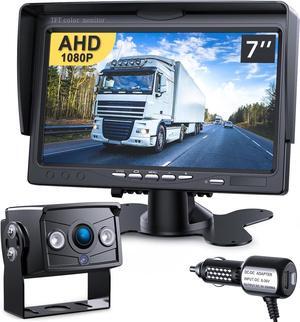 Upgrade Backup Camera Monitor Kit 7" HD 1080P Monitor IP69 Waterproof Rearview Reversing Rear View Camera for Truck Trailer RV Pickup (TZ101)
