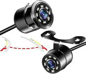 Backup Camerafor Car, 8 LED Lights Super Bright Night Lamp Rear View 140° Dynamic Path Guide Line Waterproof Back up Camera Systems for Vehicle Truck SUV RV Van Travel Trailer