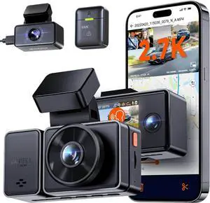 E3 3 Channel 2.7K WiFi Front and Rear Inside Dash Cam, 3 Way Triple GPS Dash Camera 1944P+1080P+1080P with STARVIS IR Night Vision, Voice Control, 24 Hours Parking Mode, Support 512GB Max