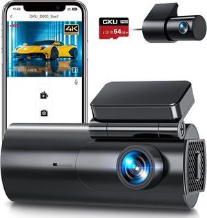 Dash Cam Front and Rear Camera, 4K/2.5K Full Dashcams for Cars with 64GB SD Card, WiFi & App Control, Night Vision, Parking Mode, G-Sensor, Loop Recording,WDR,170° Wide Angle