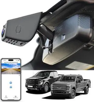 F150 Dash Cam 4K Custom fit for Ford F150 2018-2025 F250/F350 Super Duty 2020-2025 XLT Lariat King Ranch Raptor Limited Platinum(Model A), UHD 2160P Video, WiFi, App, 128GB Card
