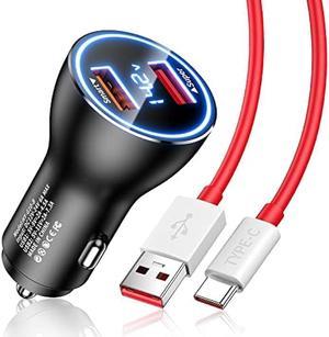 Car Charger SuperVOOC 80W for OnePlus 11 10t 10 Pro SuperVOOC Warp Charger for OnePlus Open Pad Nord 9 Pro 8 7T 6 6T 5 5T Buds Pro LED Display Dual USB Car Charger Adapter with 33FT USBA to C Cable