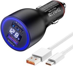 for Xiaomi Car Charger 120W 67W Hypercharge Fast Charger for Xiaomi 14 13 12 13t 12t 12s Pro Lite Redmi Note K60 K50 11 Pro Plus Ultra Black Shark 3 4 5 Poco X5 F4 X4 Gt Mi Turbo 33ft 6A USB C Cable