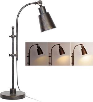 Metal Desk Lamp Rustic Task Lamp Black Adjustable, Industrial Style Lamp with On/Off Switch, Vintage Work Lamp, Reading Lamp for Bedroom, Study Room &Office, ETL Certificate. (Black)