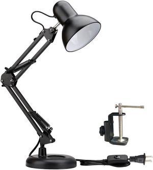 Metal Swing Arm Desk Lamps, Adjustable and Flexible, Feading with Base and Clip 2-in-1 Function, Fit E26&E27 Bulbs Base, Application in Bedroom Living Room, Office Home (Black)