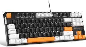 MageGee 75% Mechanical Gaming Keyboard, Brown Switch, LED White Backlit, 87 Keys Compact TKL Wired Computer Keyboards for Windows Laptop PC Gamer - Black/White