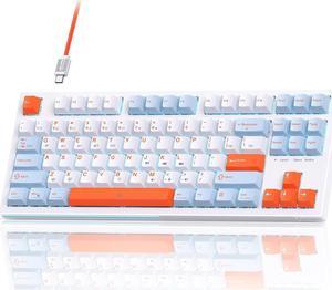 KEMOVE K87SE Mechanical Gaming Keyboard, TKL 87 Keys Compact Wired Gaming Keyboard, LED Backlit, Programmable Keys, Full Anti-ghosting, Double-Shot Keycap, Deadening Foam, Pre-lubed Clicky Blue Switch