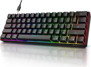KOORUI Gaming Keyboard 60 Percent, Wired Ultra-Compact Mechanical Keyboard 61 Keys,26 RGB Backlit with Blue Switch Mini Keyboards for Windows MacOS Linux-Easy to Carry On Trip