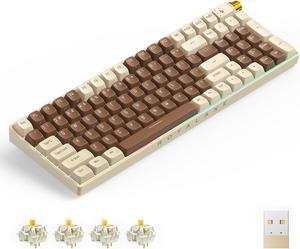 R100 96% Wireless Mechanical Keyboard with Gateron G Pro 3.0 Yellow Switches, Tri-Mode Connectivity (BT 5.0/2.4GHz/USB-C),Hot Swappable Custom Keyboard,RGB Light,Compatible with Windows & Mac