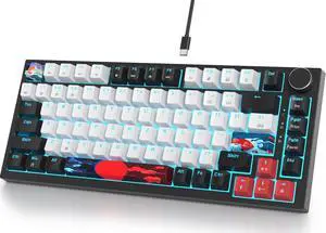 Fogruaden Wired 75% Percent Mechanical Keyboard, Hot Swappable, Red Switch, TKL Mechanical Keyboard, Gasket Mount, RGB Backlit NKRO Compact Gaming Keyboard with Volume Knob(Blackwhite) Fogruaden Wired 75% Percent Mechanical Keyboard, Hot Swappable, Red Switch, TKL Mechanical Keyboard, Gasket Mount, RGB Backlit NKRO Compact Gaming Keyboard with Volume Knob(Blackwhite)