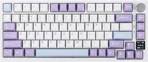 Ajazz AK820 Pro 75% Mechanical Keyboard, Gasket-Mounted Gaming Keyboard with TFT Smart Display&Knob, Bluetooth 5.1/2.4G Wireless/Type-C Wired Custom Keyboard (Purple, Gift Switch)