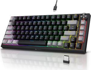 75% Wireless RGB Gaming Keyboard,3 Mode BT/2.4Ghz/USB-C Hot Swappable Mechanical Keyboard,Compact 82 Keys with 4000mAh Battery & Dedicated Knob Control,Tactile Brown Switch