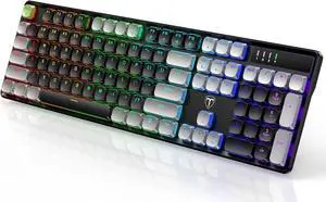 RisoPhy Wireless Gaming Keyboard, Low-Profile 2.4G/USB-C/Bluetooth Mechanical Keyboard with Smooth Red Switches, RGB Backlight/Software/Silent Ergonomic Keyboard for PC/Mac Gamer