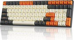 RK ROYAL KLUDGE RK100 Wireless Mechanical Keyboard RGB Backlit Bluetooth5.1/2.4G/Wired 96% Full Size 100-Key Hot Swappable Gaming Keyboard Red Switch Carbon