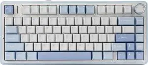 Aula F75 Gasket Mechanical Keyboard, 75% Wireless Hot Swappable Gaming Keyboard with Five-Layer Padding&Knob, Bluetooth/2.4GHz/USB-C, RGB (Sea Salt Blue, Crescent Switch)