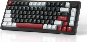 MageGee 75% Mechanical Gaming Keyboard, Compact Blue Backlit Wired Gaming Keyboards with Yellow Switches, EVA Foam, Knob Control, STAR75 Portable NKRO PC Gaming Keyboard - White & Black