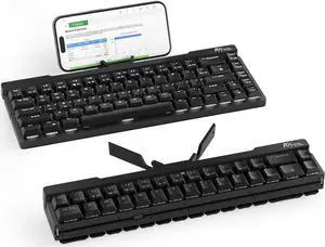 F68 60% Foldable Low Profile Mechanical Keyboard, Wireless Mechanical Keyboard with Aluminum Body, Built-in Stand Holder, White Backlit, 68 Keys