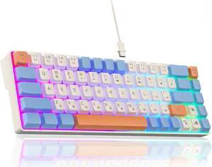 60 Percent Keyboard,Small Gaming Keyboard USB-C Wired,Portable 68 Keys Compact RGB Backlit Mini Keyboard for Business Trips,Office,PC Games (SK968,Blue&Orange)
