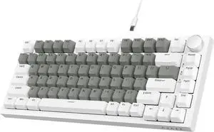 ATTACK SHARK X Ajazz AK820 Hot Swappable Mechanical Keyboard 75% Percent,TLK Custom Wired Keyboard Gaming with Rotary Knob,Poron Foam,Silicon Pad,Led Backlit,NKRO for Win/Mac,Gasket,Hp Yellow Switch