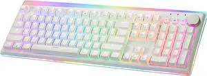 iRocks K71R Wireless RGB Mechanical Gaming Keyboard,Brown Switches,PBT 107 Keys NKRO,RGB Backlit, Pro Keyboard for Gaming and Work,Dual Interface Wireless & Wired, Windows Laptop PC Mac,White iRocks K71R Wireless RGB Mechanical Gaming Keyboard,Brown Switches,PBT 107 Keys NKRO,RGB Backlit, Pro Keyboard for Gaming and Work,Dual Interface Wireless & Wired, Windows Laptop PC Mac,White