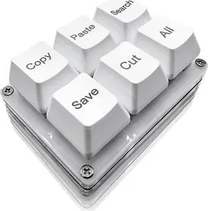 Copy Paste Search Save Cut All 6-Key Keyboard One Handed OSU Keypad Programmable Mechanical Shortcut Macro Keyboard for Working and Gaming (White)