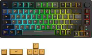 DAREU EK75PRO Wireless 75% RGB Hot-Swappable Mechanical Gaming Keyboard with Knob,2.4Ghz/BT5.1/USB-C Connectivity, 81 Keys Gasket Mount, PBT Keycaps&Linear Dream Switch for Win/MAC