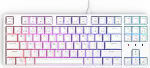CIY X77 Hot-Swappable Mechanical Keyboard/RGB Gaming Keyboard/USB C/Anti Ghosting/N-Key Rollover/Compact Layout 87 Key/Magnetic Upper Cover/for Mac Windows (White and Brown Switch)