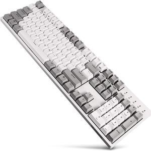 DURGOD Mechanical Gaming Keyboard Cherry MX Red Switches Type C Interface Tenkeyless 104 Keys (with Dust Cover) for Gamer/Typist White,ANSI/US