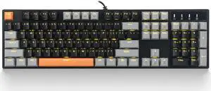 E-YOOSO Z-14 Mechanical Gaming Keyboard Red Switches 104 Key, Mechanical Keyboard Solid Yellow Backlit, Full-Size Computer Keyboards for Office PC Gamer, Black&Grey