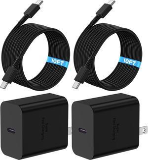 2Pack 45W Super Fast Charging Block with USB C to C Cable 10ft Type C Wall Charger Adapter and Android Phone Charger Cord Long for Samsung Galaxy S24 UltraS23S22 Plus22S21S20S10Note 2010