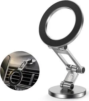 SYNCWIRE Fits MagSafe Car Mount, [All-Metal] Magnetic Phone Holder for Car, [Flexible Three-axis] 360° Rotation Magnetic Car Mount Strong Magnets Car Phone Holder Fits iPhone 16 15 14 13 12 Pro Max