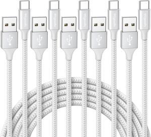 etguuds White USB C Cable 6ft, 5-Pack USB to USB C Charger Cable, Fast Charging Cord Type C Braided for iPhone 15, for Samsung Galaxy S24 S23 S22 S21 S20 A25 A54 A15 A14, Note, Flip, Pixel, Moto, LG