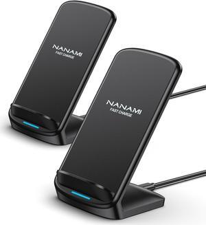 NANAMI Wireless Charger [2 Pack] - 10W Qi-Certified Fast Wireless Charging Stand for iPhone 16/16 Plus/16 Pro/16 Pro Max/15/14/13/12,Cordless Phone Charger for Samsung Galaxy S24/S23/S22/S21,Pixel 6