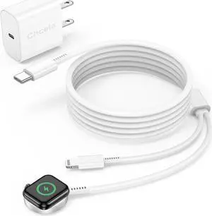 Apple Watch Charger,2-in-1 USB C Cable for iWatch & iPhone,6FT Fast Charging Cable with 20W Fast Wall Charger for Apple Watch Series 10/9/8/7/6/5/SE & iPhone14/13/12/AirPods