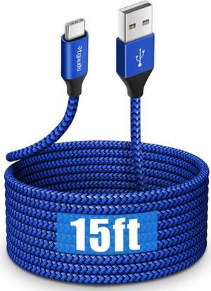 etguuds USB C Cable 15ft, Extra Long USB Type C Cable Fast Charge USB-A 2.0 to USB-C Charger Cable, Premium Nylon Braided Charging Cord - Blue