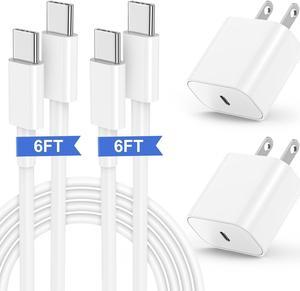 iPhone 15 Fast Charger, 20W USB C Charging Block for Apple iPhone 15 Plus/15 Pro Max, iPad Pro 12.9/11 inch/4/3th/Air/Mini/6 Gen,iPad Wall Plug Power Adapter Cube Brick/6ft Type C to C Cable Cord Long