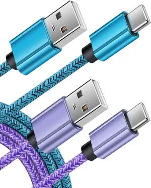 Type C Charger Cable USB C Cables Fast Charging Power Phone Charger Cord 6ft 2Pack for Samsung Galaxy S24 S23 Ultra S22 S21 A13 Note 20 A10e A21 A11 S20 Plus S10 S9 A71 A01 A20 A51 A50 z fold 5 4 3