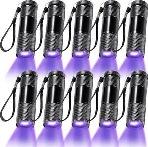 10 Pieces UV Blacklight Flashlights, LED Light, Handheld, Mini Light Torch Detector, Portable UV Flashlight Torch for Pets Stains Urine (Purple Light)