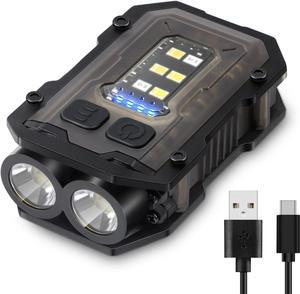 Flashlights High Lumens - Super Bright 800 LM, USB C Rechargeable LED Keychain Flash Light with COB Side Light, 8 Modes, IPX5 Pocket FlashlightTactical FlashlightBlack
