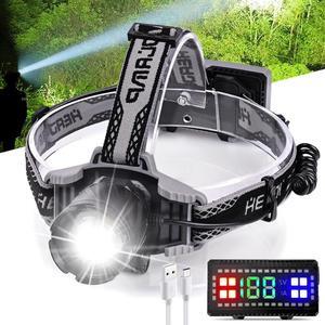 Rechargeable Headlamp 1500LM Super Bright, LED Headlamp 80H Runtime, 4 Modes & Zoomable IPX6 Waterproof, Red Light Headlamp for Camping, Fishing, Running