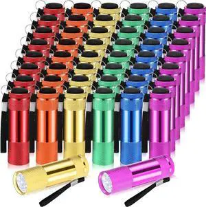 48 Pcs Mini Flashlights Bulk, Bright Aluminum Handheld Flash Light with Lanyard, Small LED Flashlights for Kids Night Reading Emergency Hurricane Camping Hiking Party Favors(Classic Color)