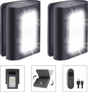 Clip on Running Lights, 2Pack Rechargeable Night Light with Strong Magnet Reflective, LED Running Lights 3 Modes Brightness with Red Strobe for Runners Joggers Camping Hiking Walking Outdoor Adventure