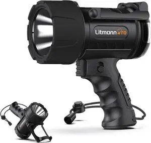 Outdoor Portable Mini Handheld LED Outdoor Spotlight up to 350 Lumens Flashlight IP67 Water Proof Marine Spot Lights for Boat, Hiking, Farm, Emergency, Power Outages Searchlight