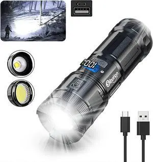 Rechargeable Tactical Flashlights, 120000 Lumens Super Bright Led Flashlights with COB Work Light, High Powered, Powerful Handheld Flashlights for Emergencies Camping Hiking Holiday Gifts