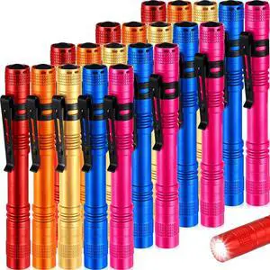 Hortsun 20 Pcs Mini Pen Light Flashlights Pocket Flashlights Pen with Clip Small LED Handheld Slim Torches for Christmas Gift Without Battery (Red, Rose Pink, Yellow, Blue, Orange,5.12 Inch)